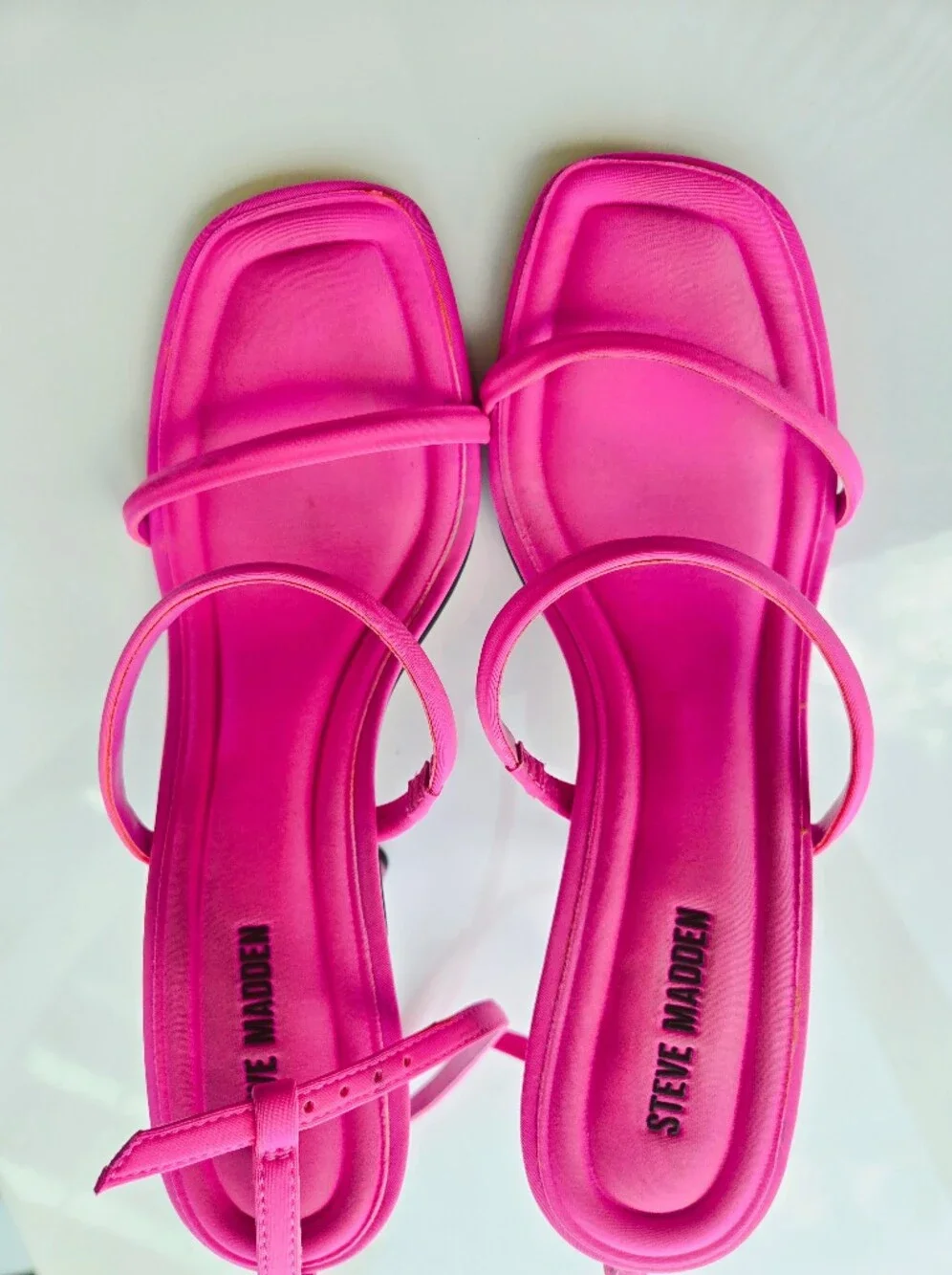 Steve Madden Hot Pink Strappy Square-Toe Heels